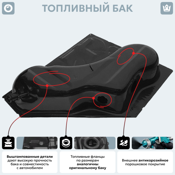 Топливный бак Opel Kadett E, 1984-1993 г.в. (антикоррозия)